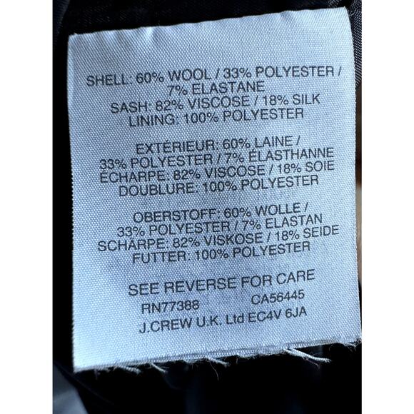 J. Crew Day to Night Dress Exeter Flannel Sz 0 Wool Sheath Silk Velvet Sash - Picture 8 of 8